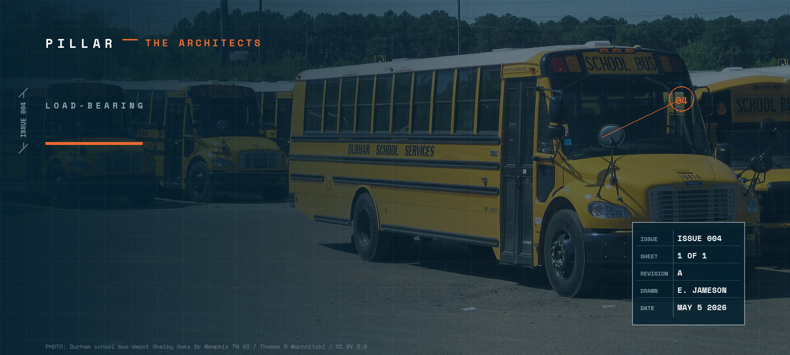 School bus depot, fleet parked in rows